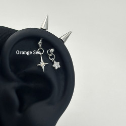 Orange Sea暗黑龐克十字架尖錐惡魔釘1.2粗helix耳輪釘鈦鋼耳骨釘