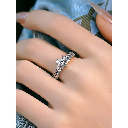 銀色馬上有錢銅錢戒指女小衆設計感2026新款本命年招財運食指指環