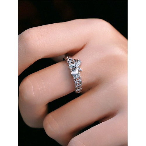 銀色馬上有錢銅錢戒指女小衆設計感2026新款本命年招財運食指指環