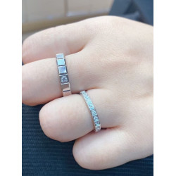 925銀小冰塊戒指男女18k玫瑰金排鑽素圈肖邦幾何方塊情侶結婚對戒