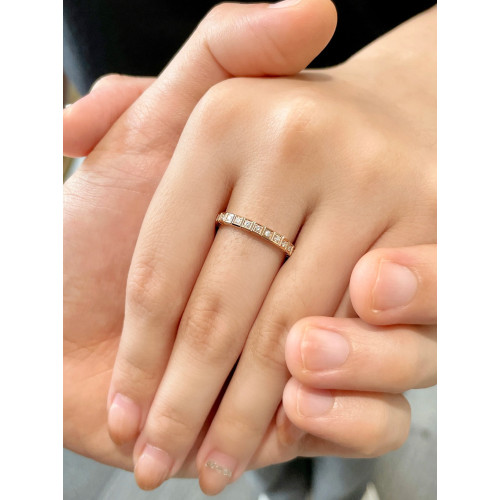 925銀小冰塊戒指男女18k玫瑰金排鑽素圈肖邦幾何方塊情侶結婚對戒