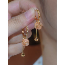 香檳金色貓眼石球球流蘇耳釦耳環女高級感設計網紅百搭耳飾防過敏