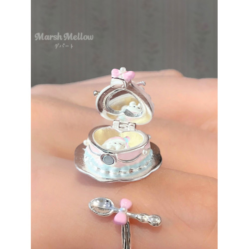 新品!奶油蛋糕925鍍銀戒指少女款小衆設計輕奢高級感原創首飾品