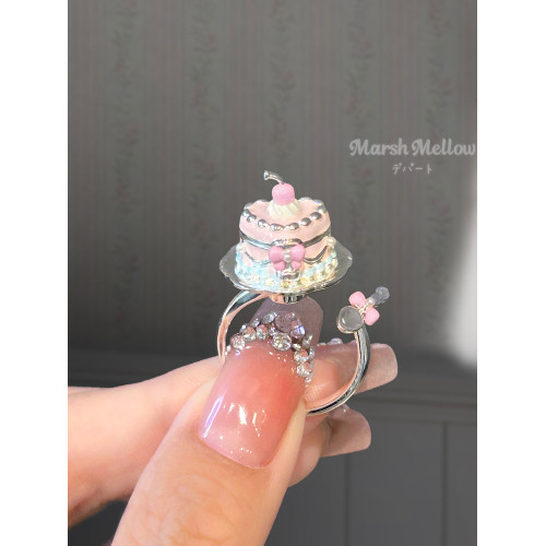 新品!奶油蛋糕925鍍銀戒指少女款小衆設計輕奢高級感原創首飾品