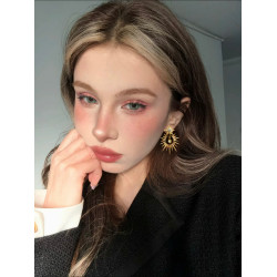 歐美復古芒星鋯石吊墜耳環冷淡風小衆個性耳釘高級氣質氛圍感耳夾