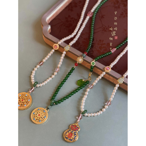 新中式串珠吊墜長款項鍊女款旗袍毛衣鏈古風高級感輕奢國風配飾品