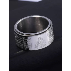 本命彿十二生肖守護心經轉動鈦鋼戒指潮男解壓可旋轉指環招財轉運