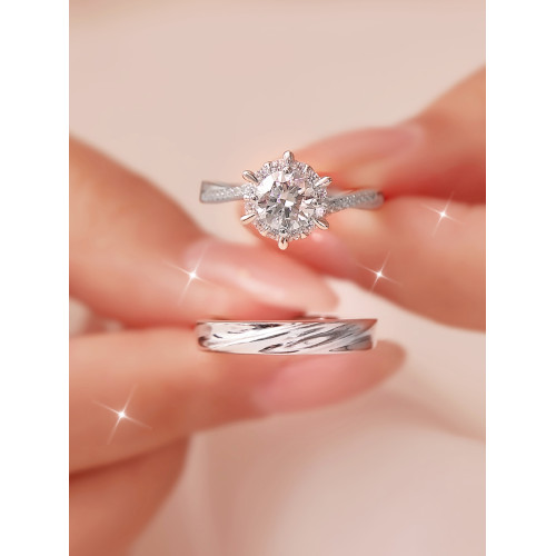 婚戒情侶對戒仿真結婚假鑽戒一對男女婚禮儀式求婚婚紗照鑽石戒指