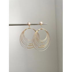 Vintage古著 Gold coil pearl耳飾