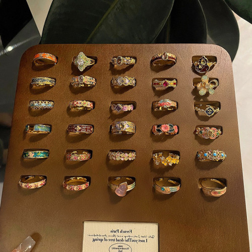 【謎失花蕾】新中式琺瑯滴油花紋戒指輕奢高級感網紅洋氣百搭指環 【謎失花蕾】新中式琺瑯滴油花紋戒指輕奢高級感網紅洋氣百搭指環