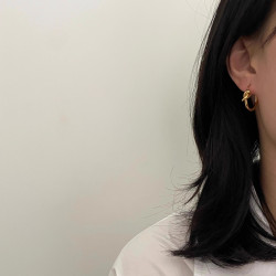 中古ce風金色極簡打結圓環耳環鈦鋼電鍍24k金輕奢高級百掉色耳飾
