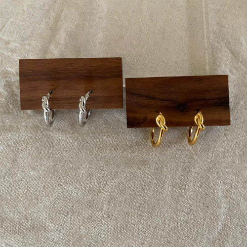 中古ce風金色極簡打結圓環耳環鈦鋼電鍍24k金輕奢高級百掉色耳飾