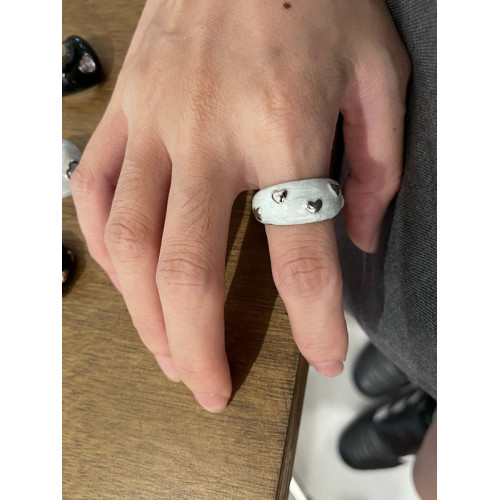 滴釉琺瑯愛心戒指女2025新款珠光白小衆設計可愛鋯石鑲嵌食指指戒