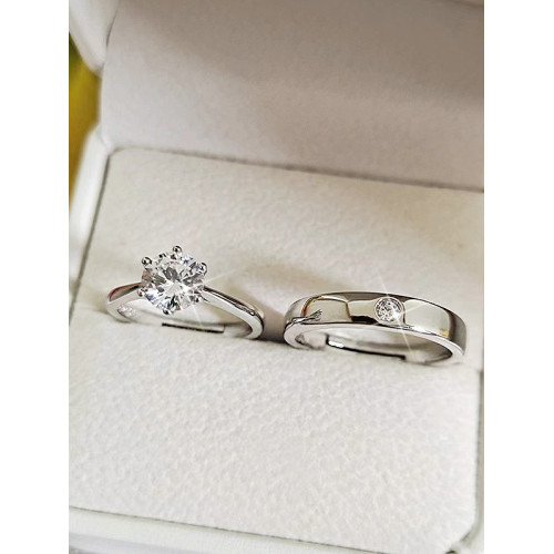 假鑽戒婚禮儀式用替換對戒男女結婚戒指仿真一對活口情侶拍照婚戒