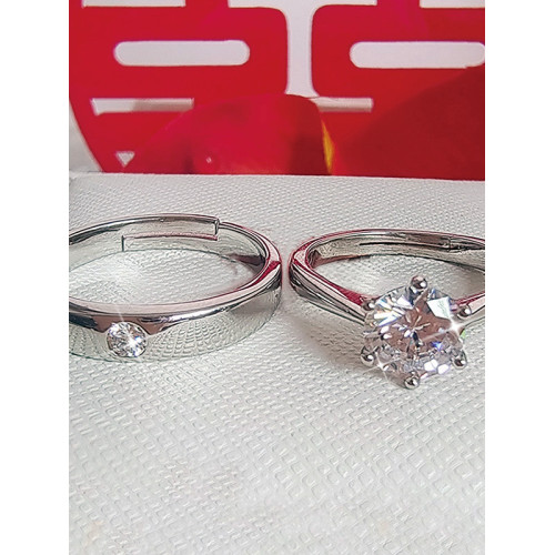 假鑽戒婚禮儀式用替換對戒男女結婚戒指仿真一對活口情侶拍照婚戒