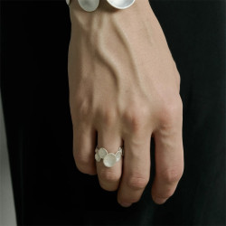 【NEKONEKO】尋物-不規則圓勺燒白戒指/手鐲小衆設計高級感原創