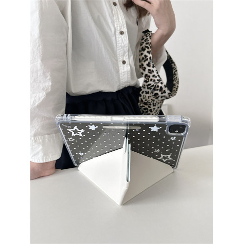 ins韓風薄荷波點星星適用ipad10平板套磁吸蘋果Air13寸搭釦3+y折保護殼air456防彎摔mini7女9代亞克力10.2寸