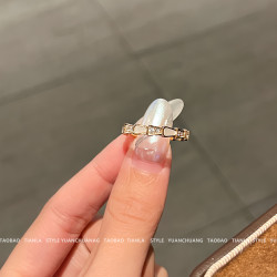 高版本~鈦鋼不掉色鍍18K金蛇骨戒指女小衆簡約高級感輕奢時尚指環