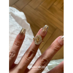 vintage曡戴華麗重工金排鑽戒指爆閃老錢風食指戒高級感貴氣秋