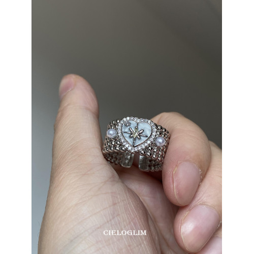 周也黃霄雲同款蝴蝶星芒愛心珍珠滴油寬版戒指開口食指戒配飾禮物 周也黃霄雲同款蝴蝶星芒愛心珍珠滴油寬版戒指開口食指戒配飾禮物