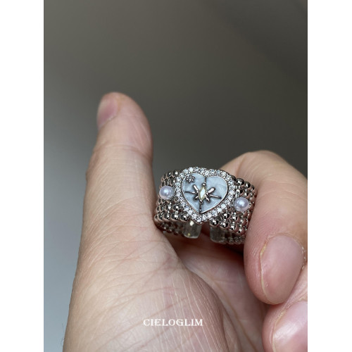 周也黃霄雲同款蝴蝶星芒愛心珍珠滴油寬版戒指開口食指戒配飾禮物 周也黃霄雲同款蝴蝶星芒愛心珍珠滴油寬版戒指開口食指戒配飾禮物