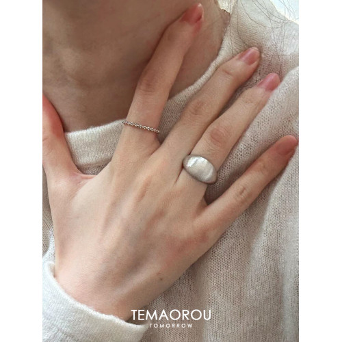 啞光銀色拉絲戒指女冷淡風輕奢高級感食指戒小衆設計誇張個性指環