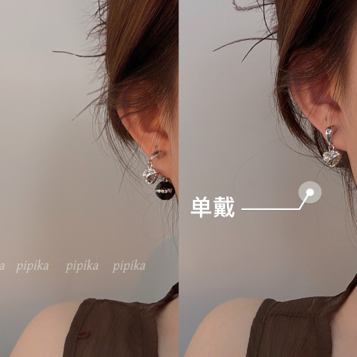 pipi原創獨特個性星球愛心兩戴式耳環耳釘耳飾女高級時尚甜酷銀針