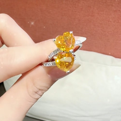 旭平時尚ins風簡約通勤易搭人造石合成立方氧化鋯閃爍愛心戒指