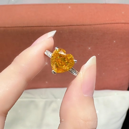 旭平時尚ins風簡約通勤易搭人造石合成立方氧化鋯閃爍愛心戒指