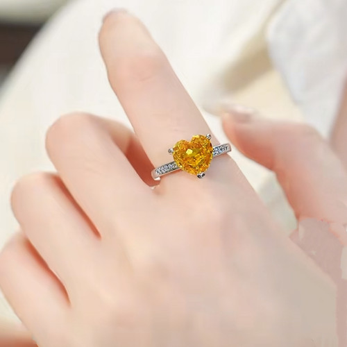 旭平時尚ins風簡約通勤易搭人造石合成立方氧化鋯閃爍愛心戒指