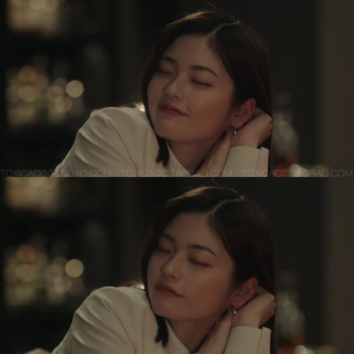 「朝露」TOXIC設計師款金色鑲鑽水滴925銀迷你精緻鏈條吊墜耳釘