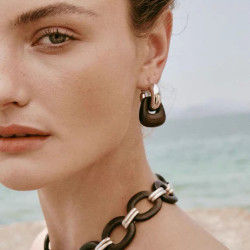 豆豆同款天然黑檀木耳環設計師復古高級感檀韻耳釘S925銀針耳飾女