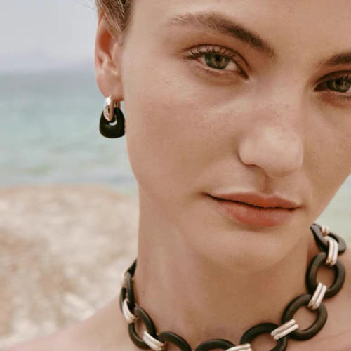 豆豆同款天然黑檀木耳環設計師復古高級感檀韻耳釘S925銀針耳飾女