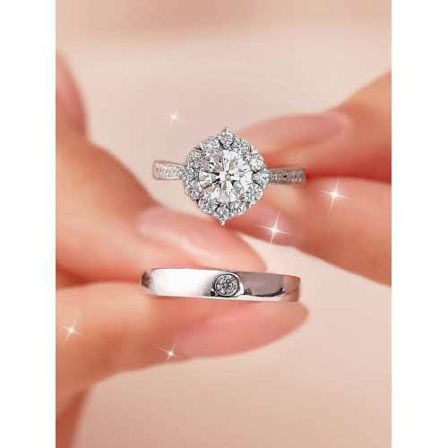 燦落星辰假鑽戒一對結婚情侶對戒仿真婚戒訂婚求婚禮儀式戒指道具