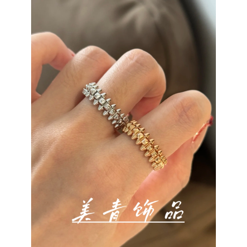 頂版鉚釘戒指clash子彈頭鍍18k玫瑰金銀色可轉動輕奢個性指環