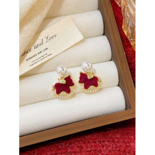 新款珍珠紅色小馬耳釘耳環秋冬女2026爆款小衆獨特高級感輕奢耳飾 新款珍珠紅色小馬耳釘耳環秋冬女2026爆款小衆獨特高級感輕奢耳飾