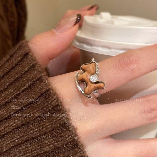 馬上有米~精緻木質小馬戒指女2026秋冬新款本命年食指戒獨特指環