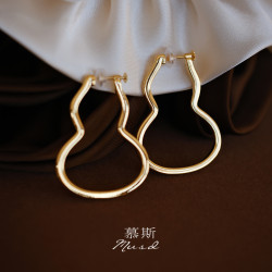 【千禧葫蘆】慕斯無痛耳夾丨高級感金屬一體式螺旋無耳洞耳飾金色