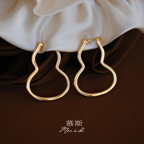 【千禧葫蘆】慕斯無痛耳夾丨高級感金屬一體式螺旋無耳洞耳飾金色