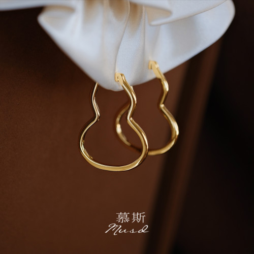 【千禧葫蘆】慕斯無痛耳夾丨高級感金屬一體式螺旋無耳洞耳飾金色