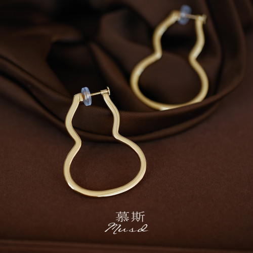 【千禧葫蘆】慕斯無痛耳夾丨高級感金屬一體式螺旋無耳洞耳飾金色