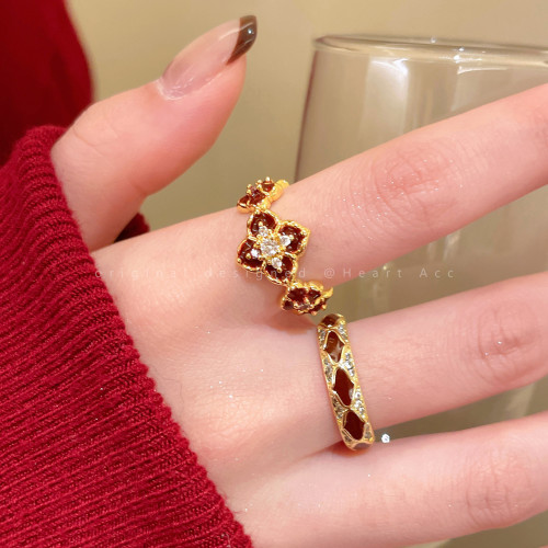 紅色琺瑯開口戒指女輕奢高級感小衆精緻食指戒超好看獨特漂亮指環 紅色琺瑯開口戒指女輕奢高級感小衆精緻食指戒超好看獨特漂亮指環