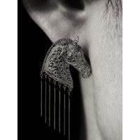 流蘇戰馬耳釘耳夾獨特個性復古時尚大氣耳環女氣馬年本命年耳飾