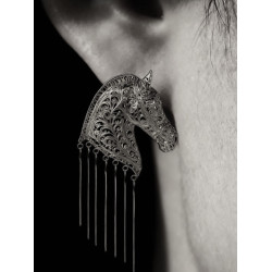 流蘇戰馬耳釘耳夾獨特個性復古時尚大氣耳環女氣馬年本命年耳飾