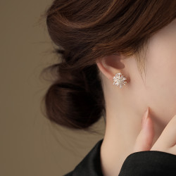 銀色珍珠菸花耳釘女2026新款爆款高級感耳飾精緻小巧耳環獨特漂亮