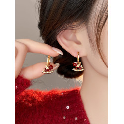 適合過年的小馬新年紅色耳釦百搭耳環2026新款爆款高級感耳釘女