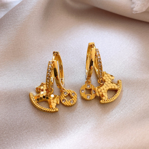 馬年金色小馬錢幣耳環女輕奢高級感耳釘新年耳飾2026新款馬上有錢 馬年金色小馬錢幣耳環女輕奢高級感耳釘新年耳飾2026新款馬上有錢