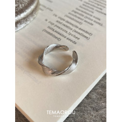 share洗澡不掉色莫比烏斯銀色戒指女極簡風格食指戒百搭開口指環