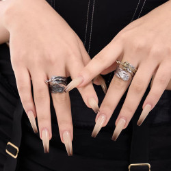 【NEKONEKO】羽毛系列戒指嘻哈冷淡風液態金屬開口可調節指環對戒