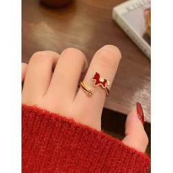 可旋轉開口本命年小馬新年戒指女指環小衆設計食指戒輕奢高級感